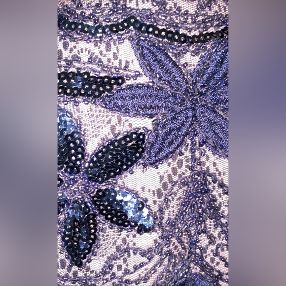 Vintage Cleopatra Blue Beaded Shawl - Picture 6 of 7
